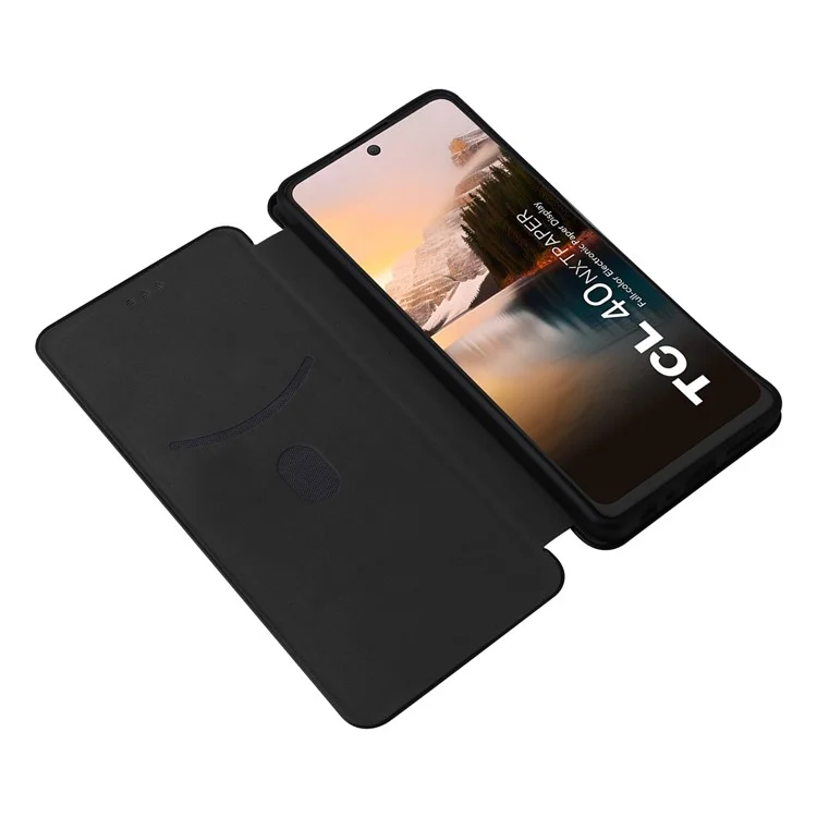 Para TCL 40 NxtPaper Funda de Cuero con Ranuras para Tarjetas Funda Telefónica Cierre Magnético - Negro