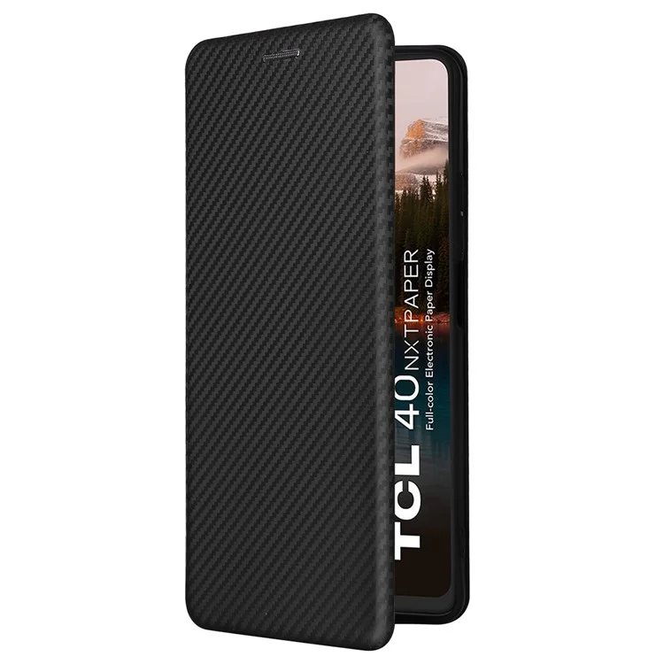 Para TCL 40 NxtPaper Funda de Cuero con Ranuras para Tarjetas Funda Telefónica Cierre Magnético - Negro