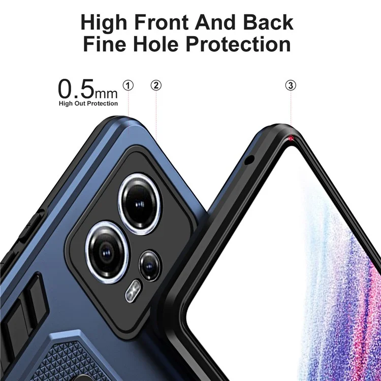 Pour Motorola Moto G13 4G / G23 4G Étui TPU+PC avec support métallique avec dragonne en silicone - Bleu