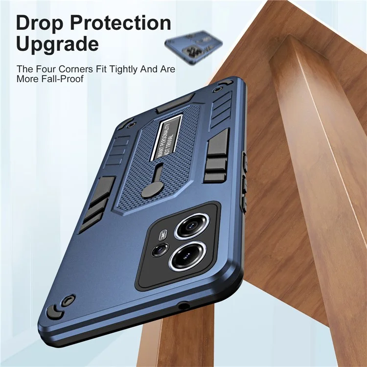 Pour Motorola Moto G13 4G / G23 4G Étui TPU+PC avec support métallique avec dragonne en silicone - Bleu