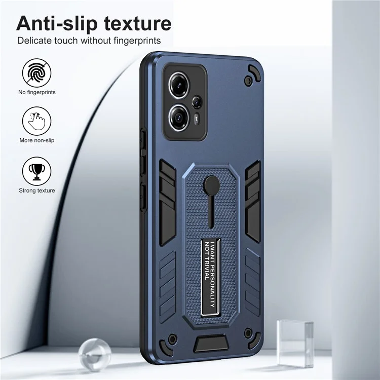 Pour Motorola Moto G13 4G / G23 4G Étui TPU+PC avec support métallique avec dragonne en silicone - Bleu