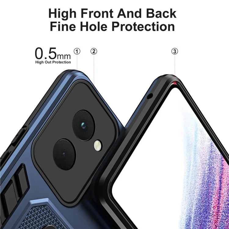 Für Motorola Moto G Power (2024) Case Kratzfeste TPU+PC Metall-Kickstand Schutzhülle - Blau