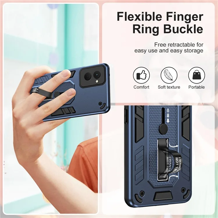 Für Motorola Moto G Power (2024) Case Kratzfeste TPU+PC Metall-Kickstand Schutzhülle - Blau