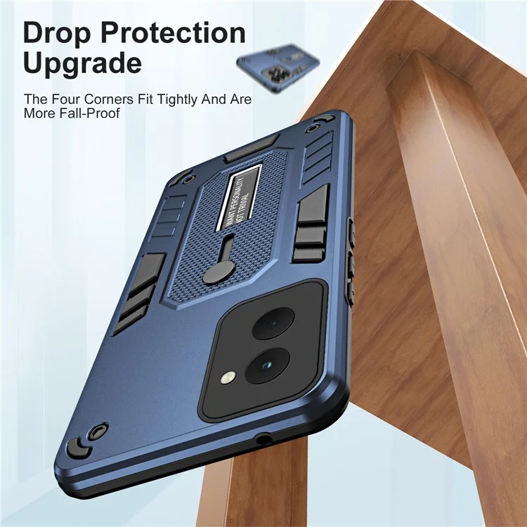 Für Motorola Moto G Power (2024) Case Kratzfeste TPU+PC Metall-Kickstand Schutzhülle - Blau