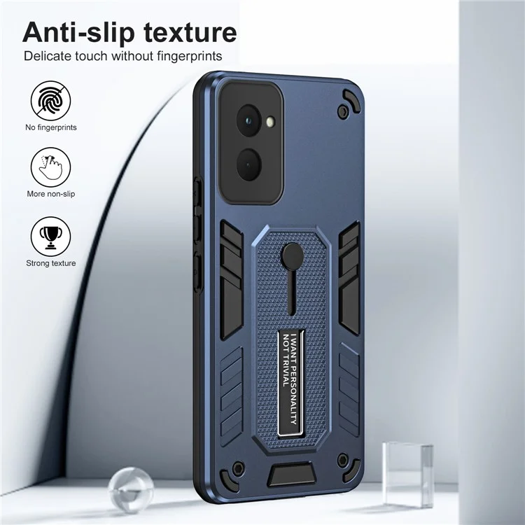 Für Motorola Moto G Power (2024) Case Kratzfeste TPU+PC Metall-Kickstand Schutzhülle - Blau