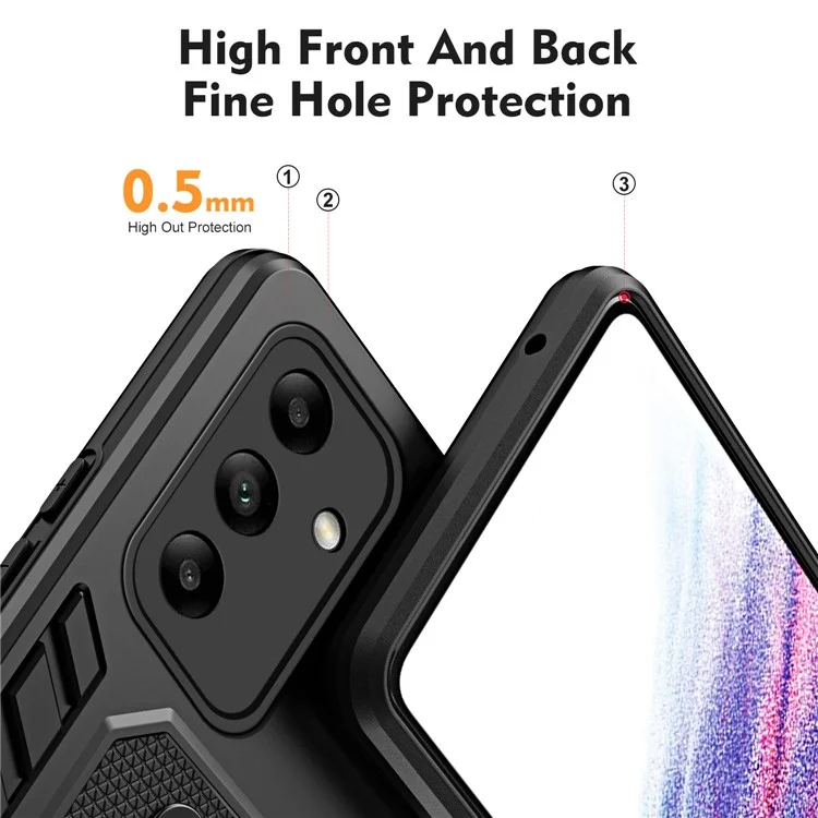 Para Samsung Galaxy A05s 4G Kickstand Cover PC+TPU Finger Ring Strap Phone Case - Negro