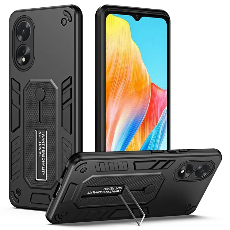 Para Oppo A38 4G / A18 4G Kickstand Case TPU+PC Phone Protective Cover - Preto