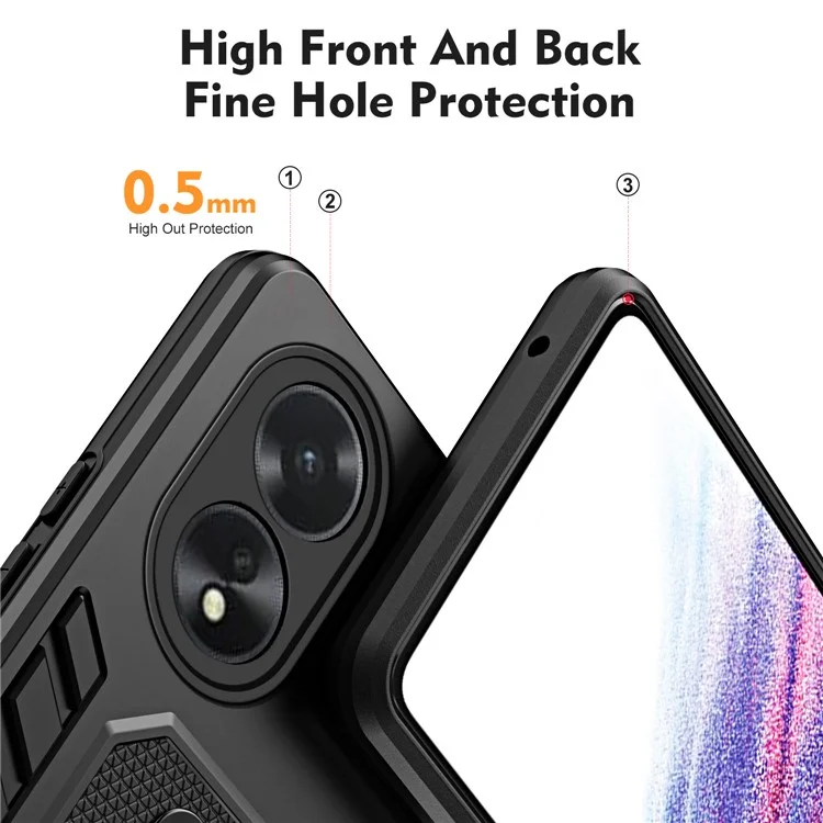 Para Oppo A38 4G / A18 4G Kickstand Case TPU+PC Phone Protective Cover - Preto