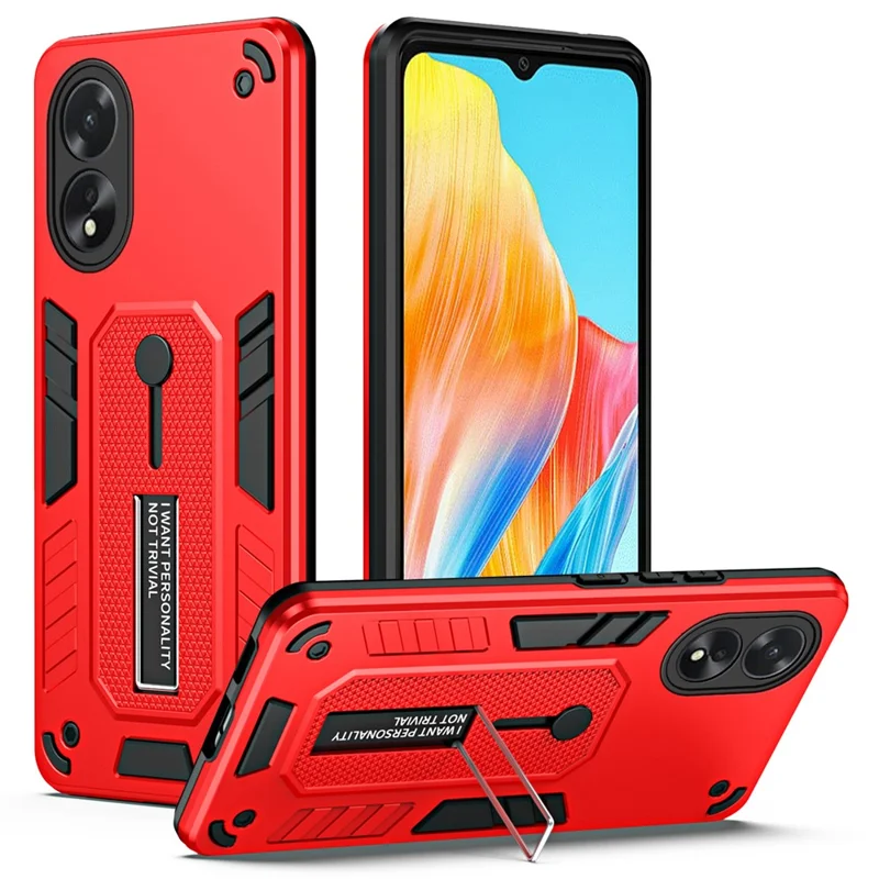 For Oppo A38 4G / A18 4G Kickstand Case TPU+PC Phone Protective Cover - Red