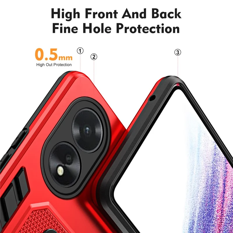 For Oppo A38 4G / A18 4G Kickstand Case TPU+PC Phone Protective Cover - Red
