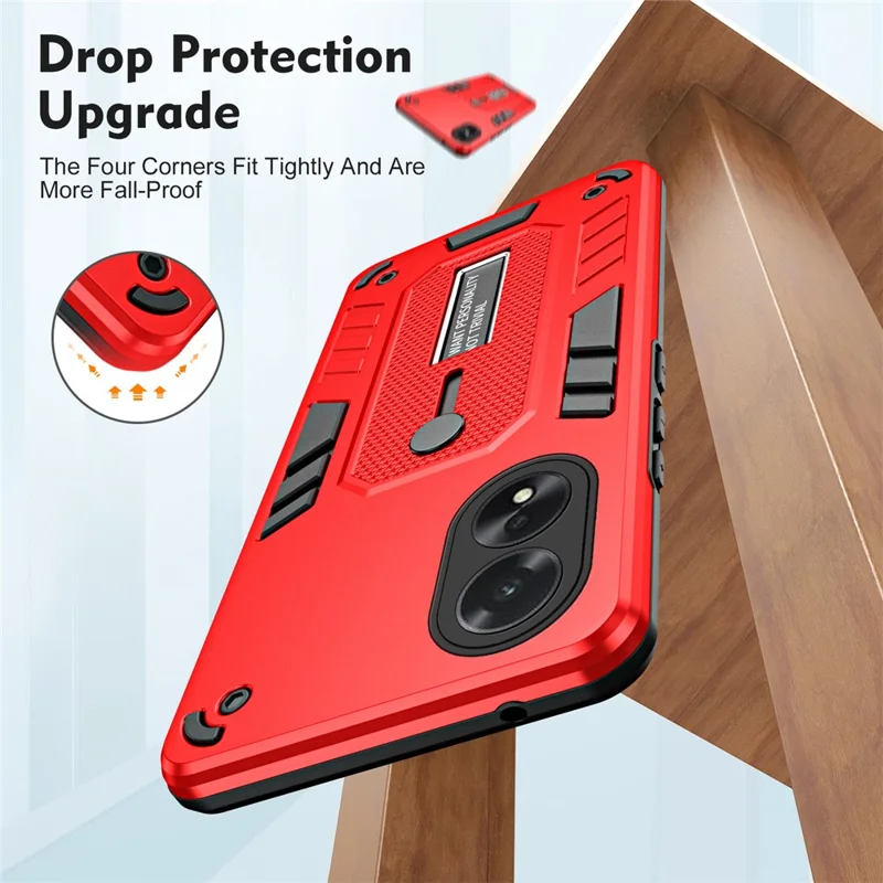 For Oppo A38 4G / A18 4G Kickstand Case TPU+PC Phone Protective Cover - Red