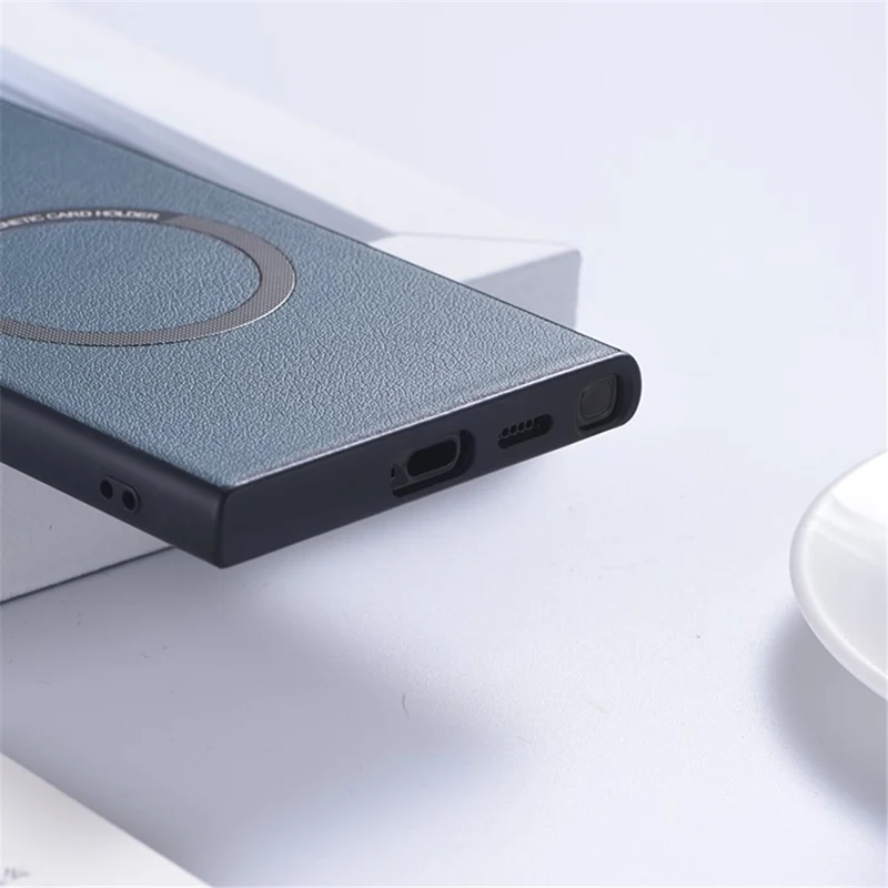 For Samsung Galaxy S24 Ultra Phone Magnetic Case Leather+TPU Cover - White