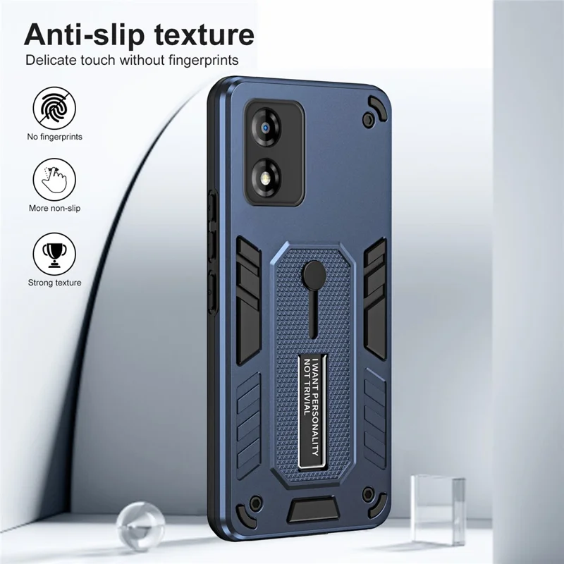 Чехол для телефона Motorola Moto E13 4G, TPU+PC чехол с металлической подставкой - синий