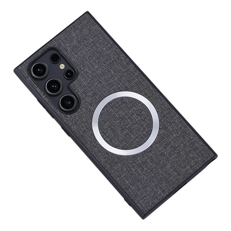 For Samsung Galaxy S24 Ultra Magnetic Phone Case Anti-fall TPU+Cloth Cover Compatible with MagSafe - Grey