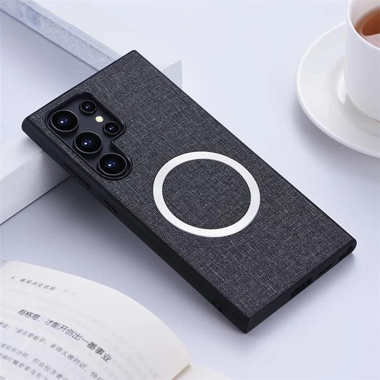 For Samsung Galaxy S24 Ultra Magnetic Phone Case Anti-fall TPU+Cloth Cover Compatible with MagSafe - Grey