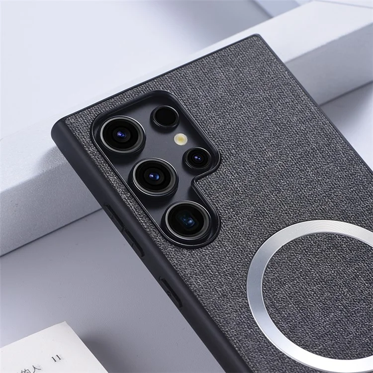 For Samsung Galaxy S24 Ultra Magnetic Phone Case Anti-fall TPU+Cloth Cover Compatible with MagSafe - Grey
