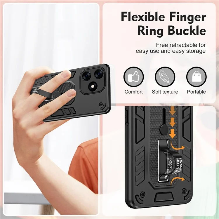 Per TECNO Spark 10 4G / Spark 10C 4G PC+TPU Phone Case Hidden Metal Kickstand - Nero