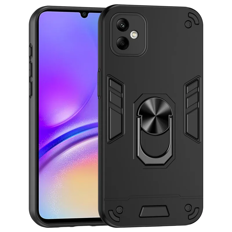 For Samsung Galaxy A05 4G Phone Case 360 Degree Rotation Ring Kickstand - Black