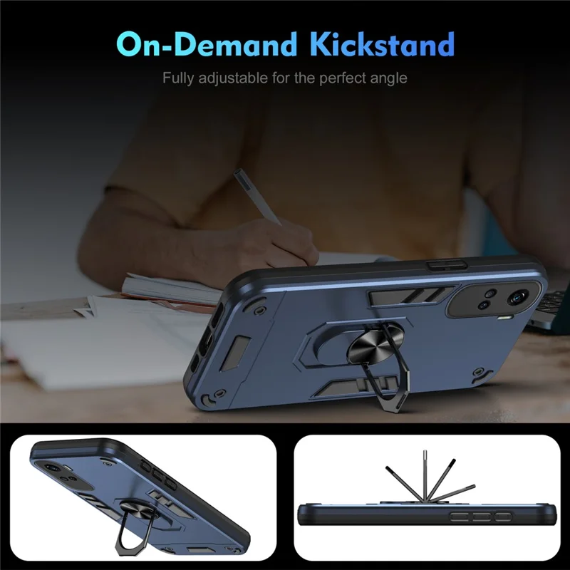 For Honor 90 Lite 5G Phone Case Support Magnetic Car Mount Rotary Kickstand - Blue