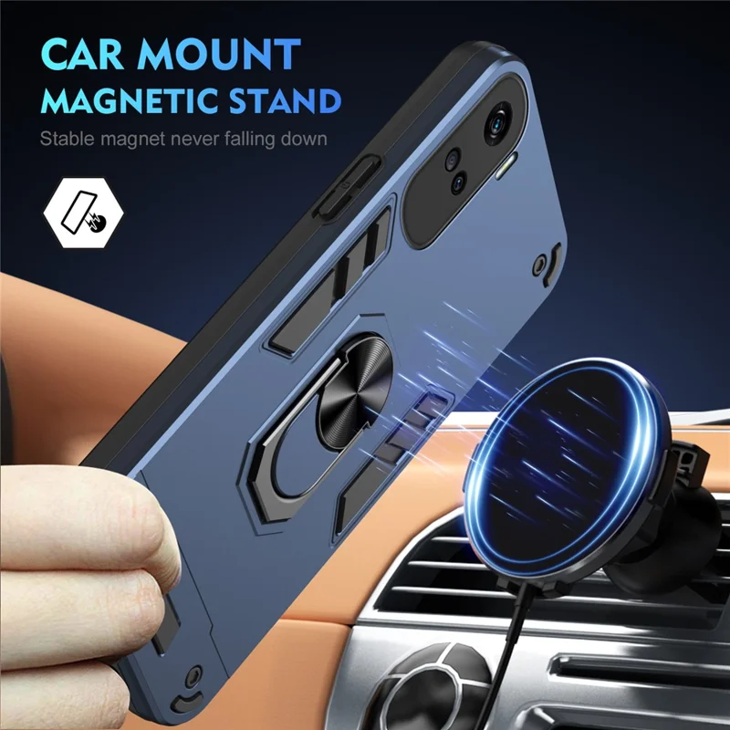 For Honor 90 Lite 5G Phone Case Support Magnetic Car Mount Rotary Kickstand - Blue