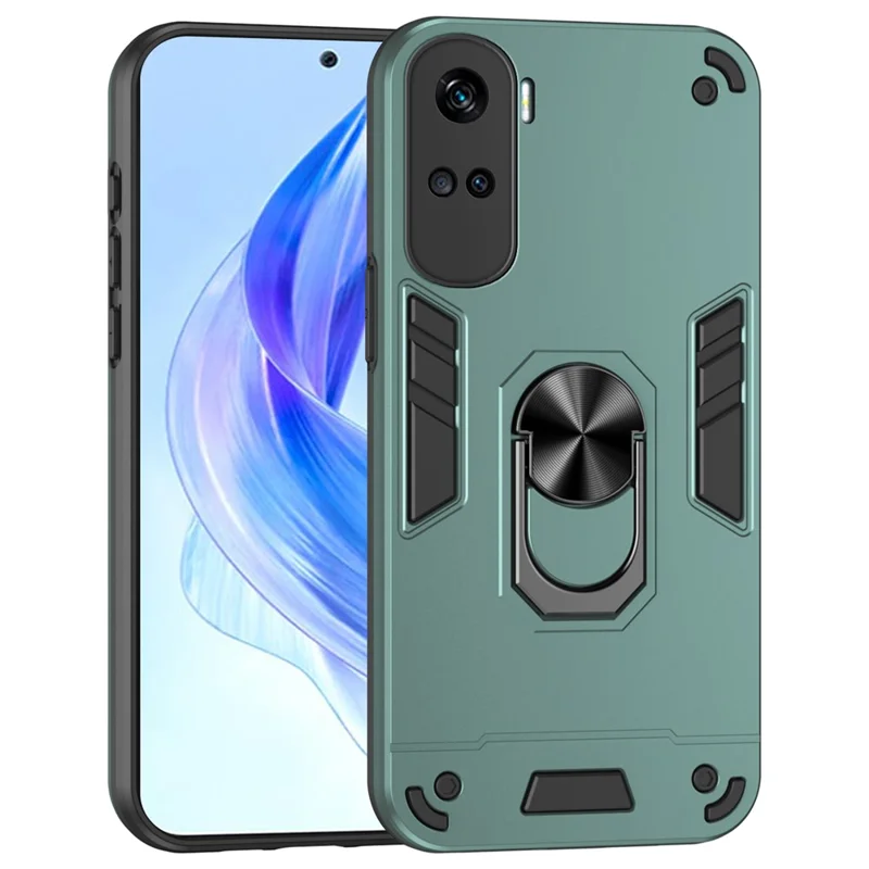 For Honor 90 Lite 5G Phone Case Support Magnetic Car Mount Rotary Kickstand - Green