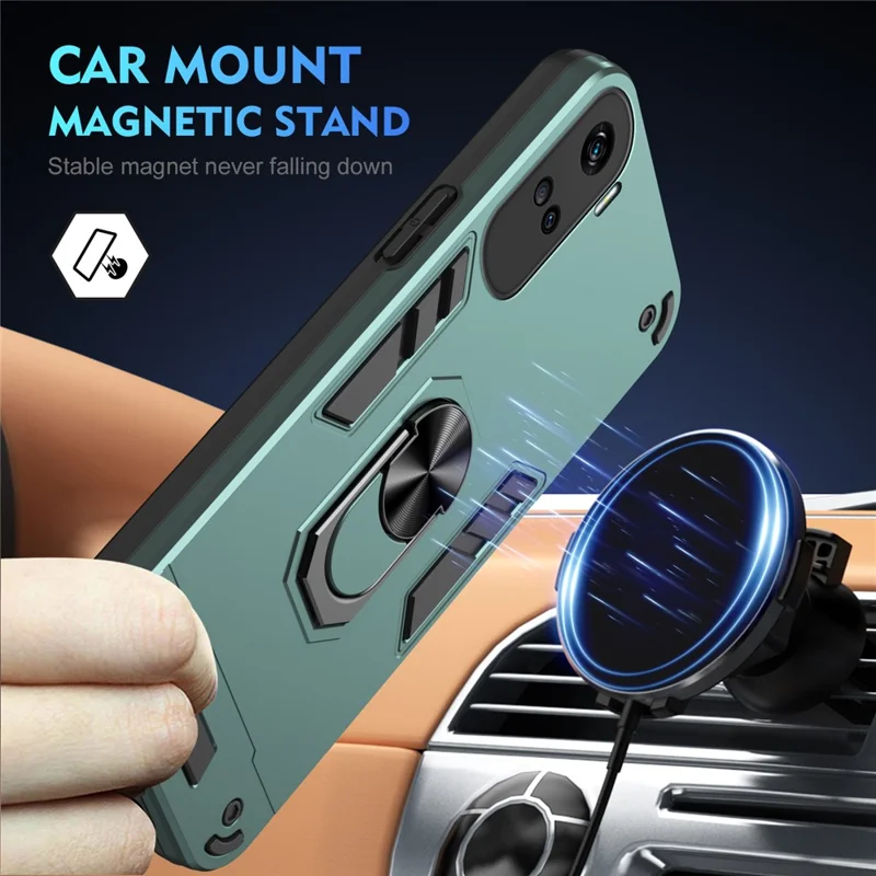 For Honor 90 Lite 5G Phone Case Support Magnetic Car Mount Rotary Kickstand - Green