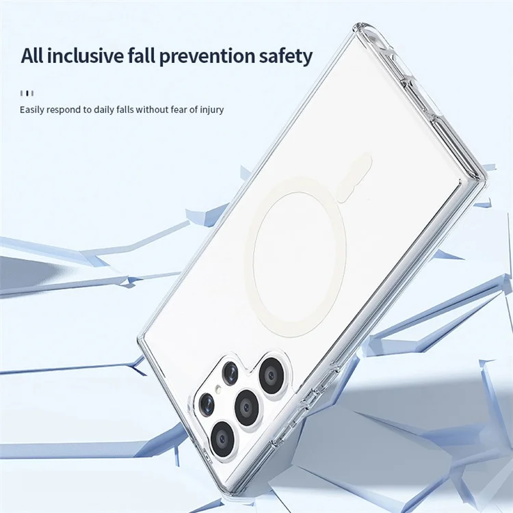Für Samsung Galaxy S24 Ultra Magnetisches Handyhülle PC+TPU Kratzfeste Rückabdeckung - Transparentes Schwarz