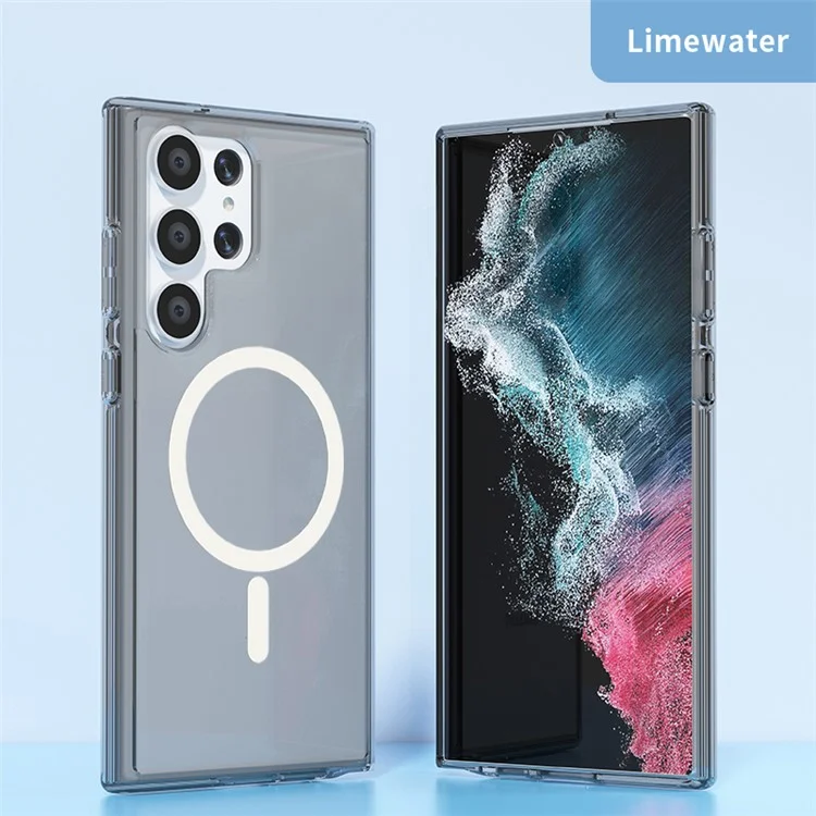 Für Samsung Galaxy S24 Ultra Magnetisches Handyhülle PC+TPU Kratzfeste Rückabdeckung - Transparentes Schwarz