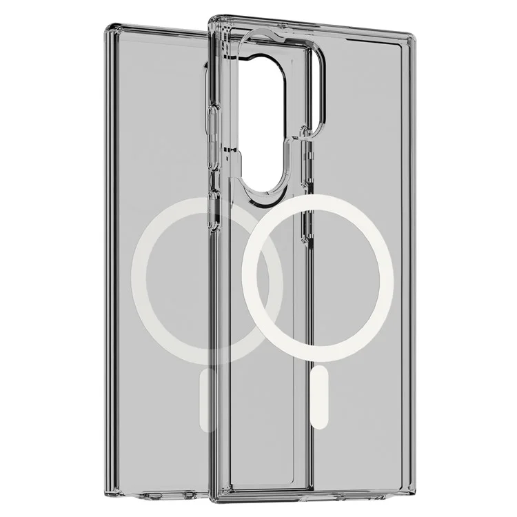 Für Samsung Galaxy S24 Ultra Magnetisches Handyhülle PC+TPU Kratzfeste Rückabdeckung - Transparentes Schwarz