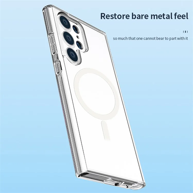 Für Samsung Galaxy S24 Ultra Magnetisches Handyhülle PC+TPU Kratzfeste Rückabdeckung - Transparentes Schwarz