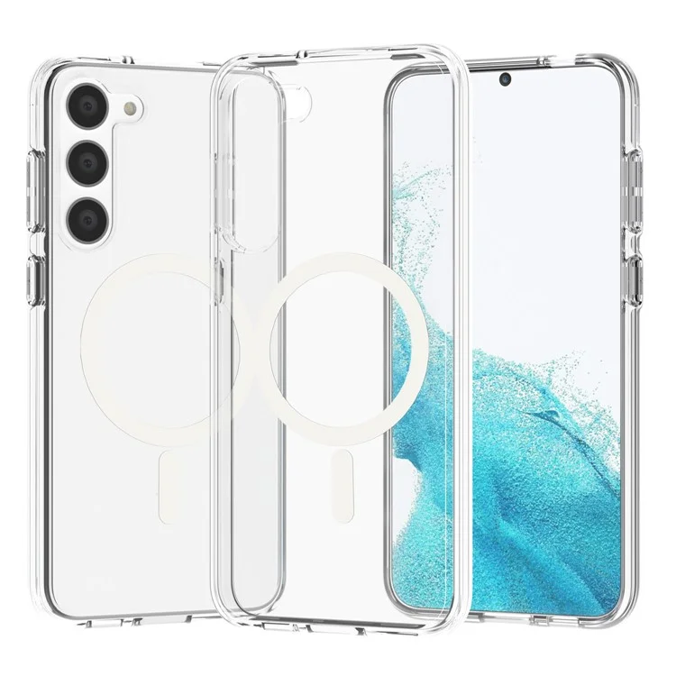 Magnetic Phone Case for Samsung Galaxy S24 Shell Hard PC Soft TPU Cover - Transparent
