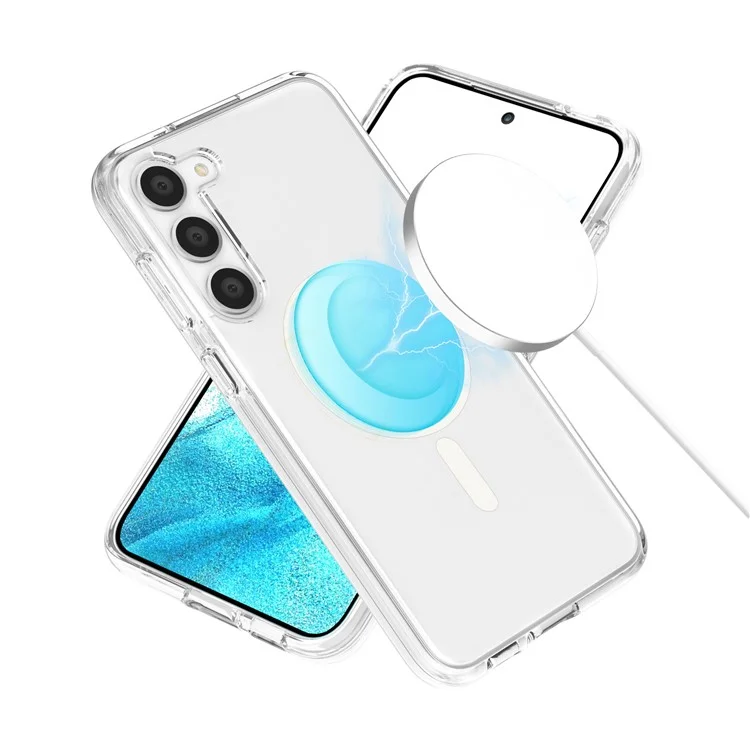 Magnetic Phone Case for Samsung Galaxy S24 Shell Hard PC Soft TPU Cover - Transparent