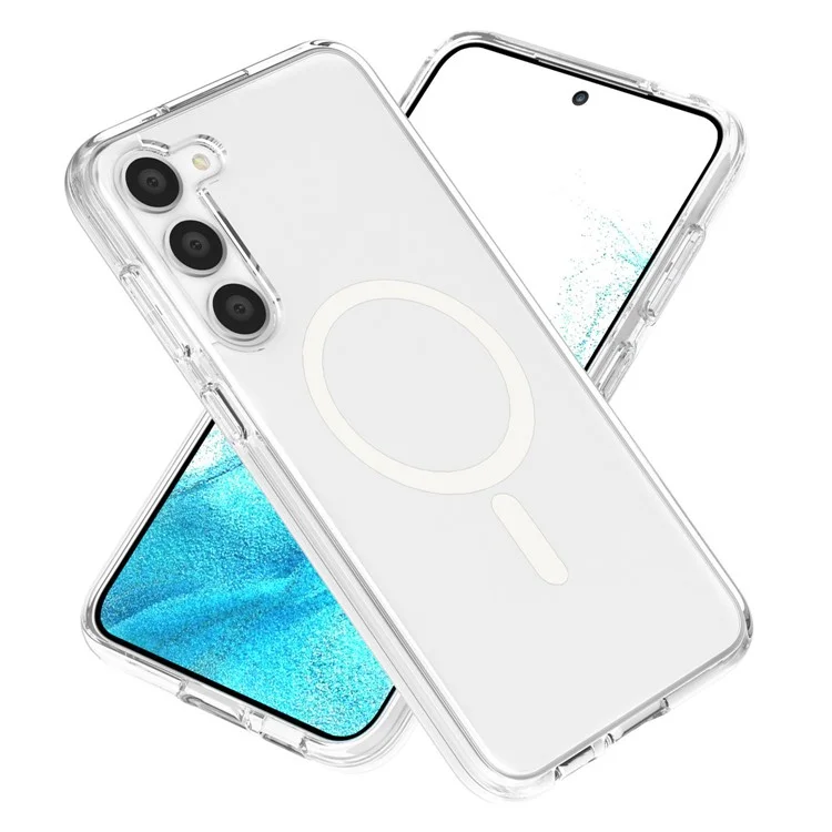 Magnetic Phone Case for Samsung Galaxy S24 Shell Hard PC Soft TPU Cover - Transparent