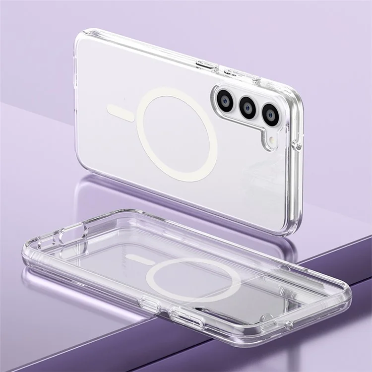 Magnetic Phone Case for Samsung Galaxy S24 Shell Hard PC Soft TPU Cover - Transparent