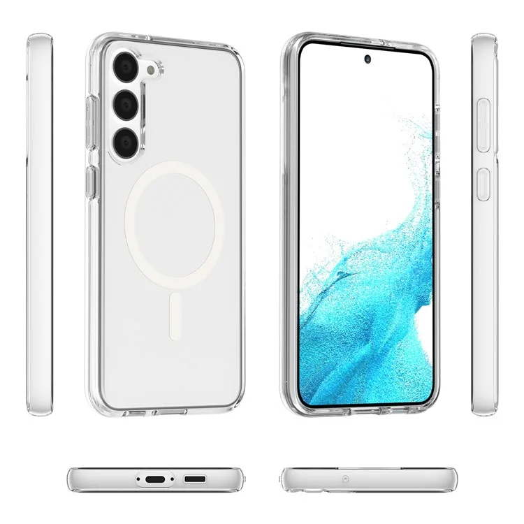 Magnetic Phone Case for Samsung Galaxy S24 Shell Hard PC Soft TPU Cover - Transparent