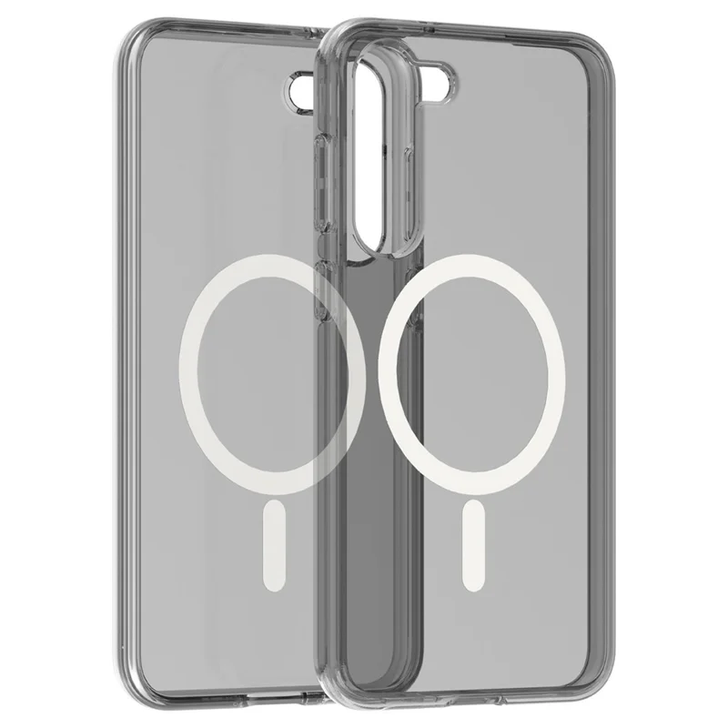 For Samsung Galaxy S24+ Magnetic Case Slim-Fit Hard PC Soft TPU Protective Back Shell - Transparent Black