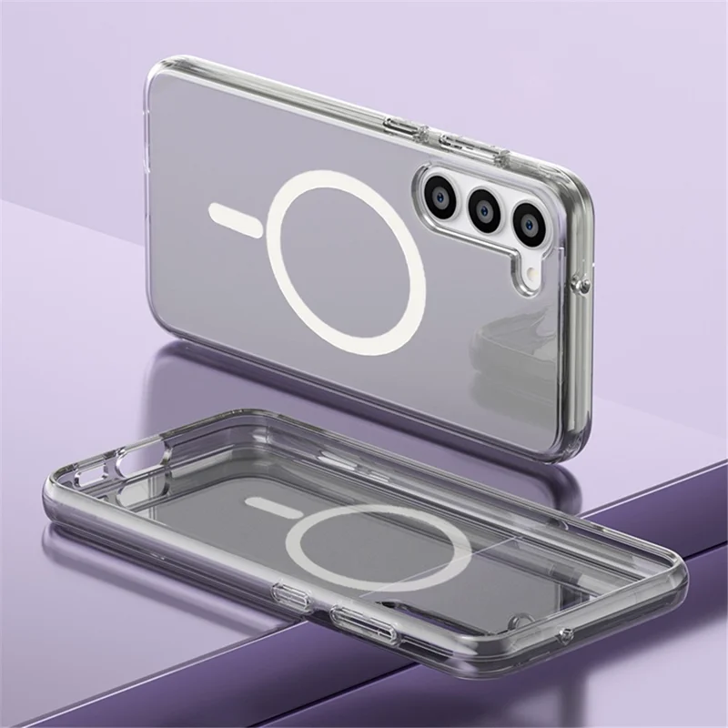 For Samsung Galaxy S24+ Magnetic Case Slim-Fit Hard PC Soft TPU Protective Back Shell - Transparent Black