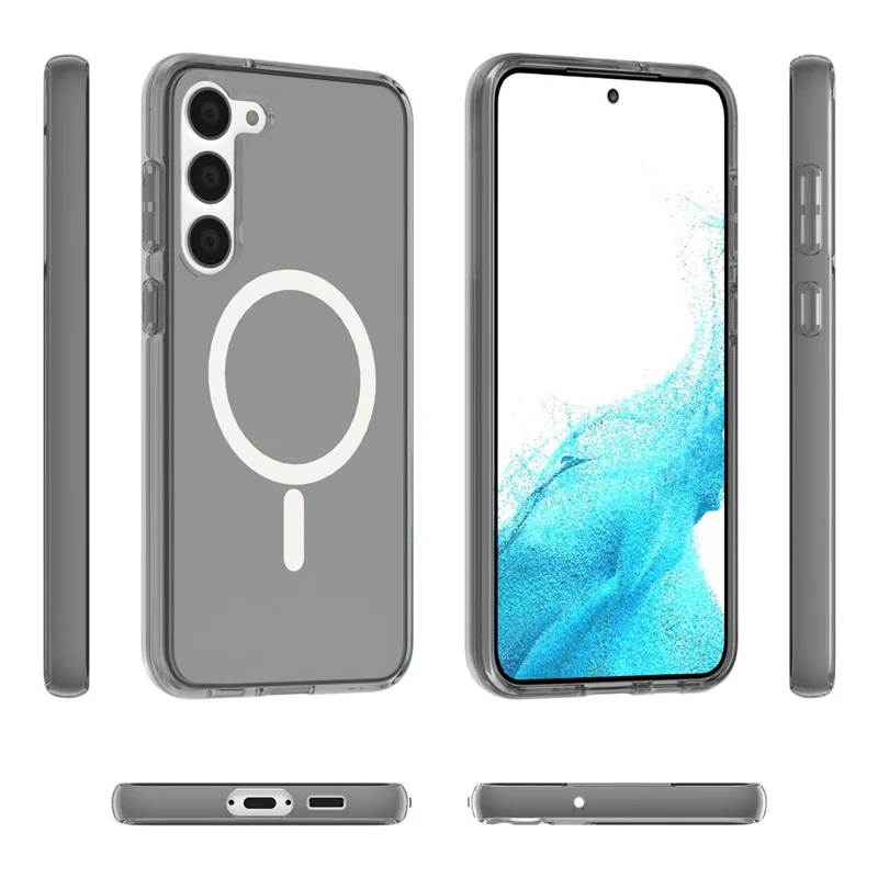 For Samsung Galaxy S24+ Magnetic Case Slim-Fit Hard PC Soft TPU Protective Back Shell - Transparent Black