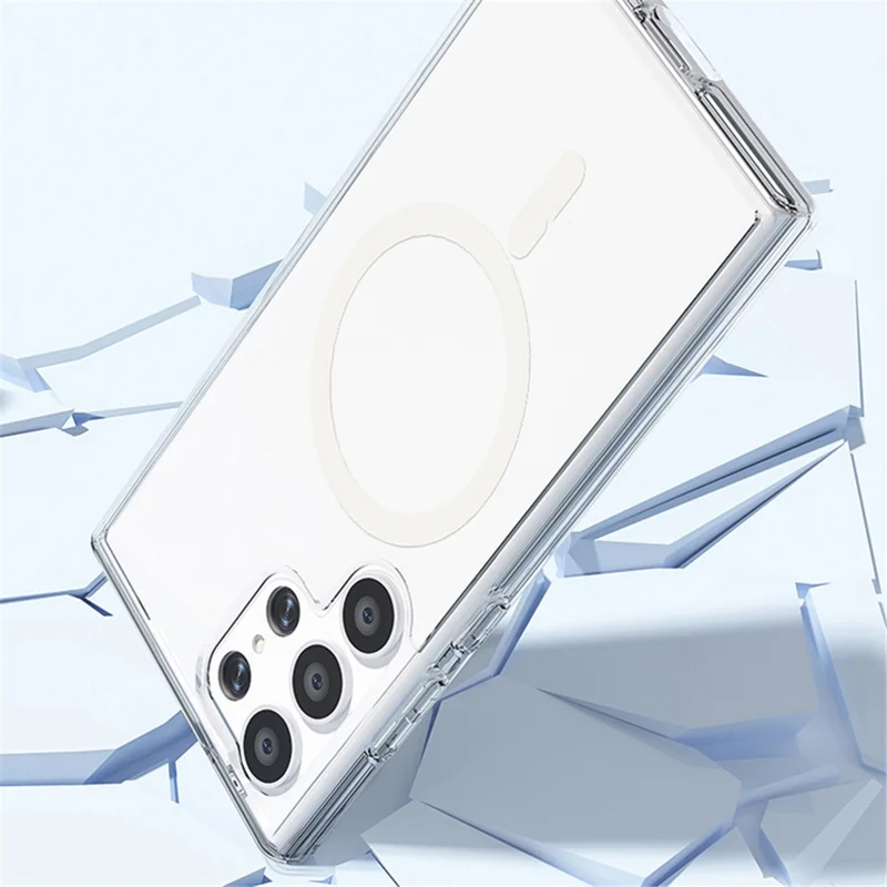 For Samsung Galaxy S24 Ultra Magnetic Case Glitter Hard PC+Soft TPU Phone Back Cover - Black