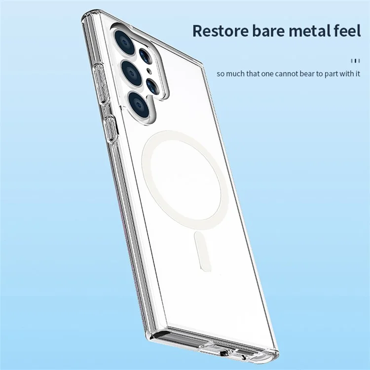 For Samsung Galaxy S24+ Magnetic Phone Case Glittery Powder Scratch-resistant Hard PC+TPU Cover - White