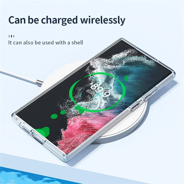 For Samsung Galaxy S24+ Magnetic Phone Case Glittery Powder Scratch-resistant Hard PC+TPU Cover - White