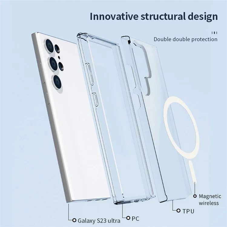 For Samsung Galaxy S24+ Magnetic Phone Case Glittery Powder Scratch-resistant Hard PC+TPU Cover - White