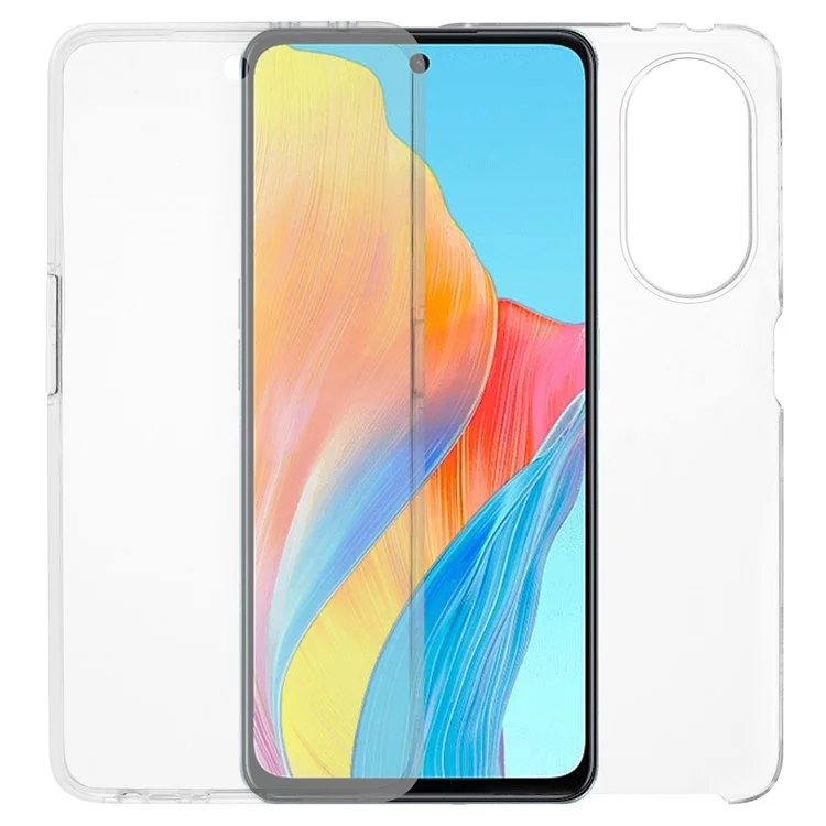 Für Oppo A98 5G Clear Case TPU-Rahmen + Acrylrückseite + PET-Bildschirmschutz