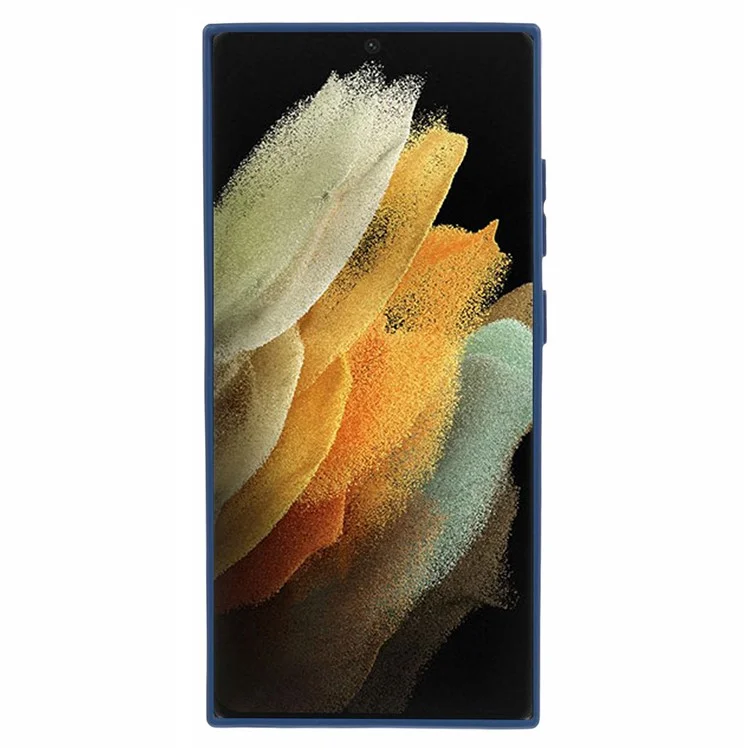 Serie TMT per Samsung Galaxy S21 Ultra 5G Custodia TPU Anti-caduta Cover Telefono con Coperchio Scorrevole Obiettivo - Zaffiro