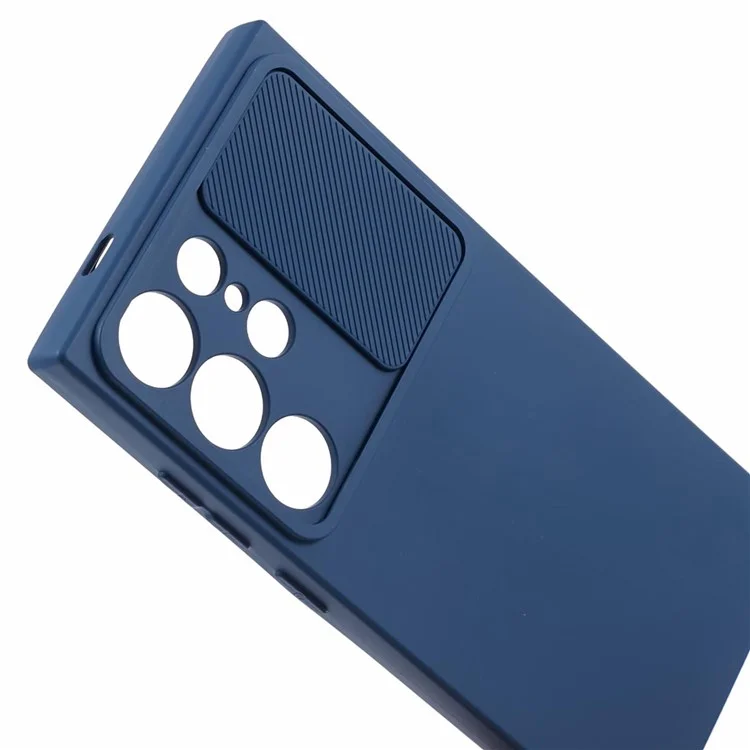 Serie TMT per Samsung Galaxy S21 Ultra 5G Custodia TPU Anti-caduta Cover Telefono con Coperchio Scorrevole Obiettivo - Zaffiro