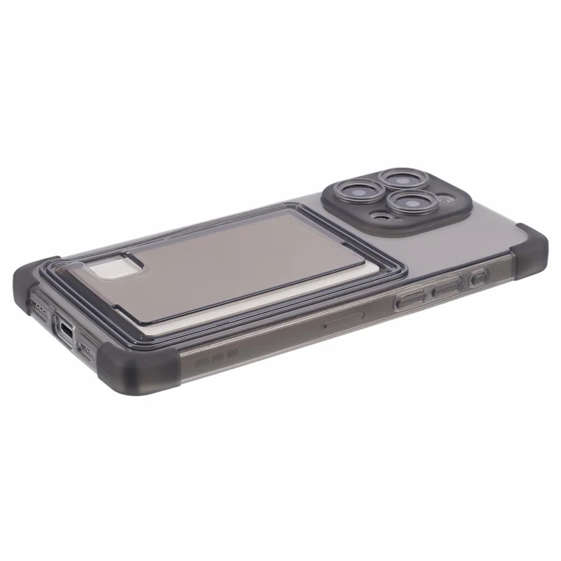 HRX Series TPU Case for iPhone 15 Pro Max Card Holder Drop-proof Phone Cover - Transparent Black