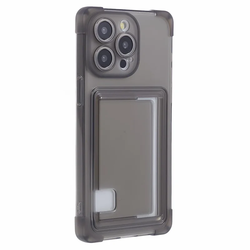 HRX Series for iPhone 15 Pro TPU Case Phone Cover with Card Holder - Transparent Black