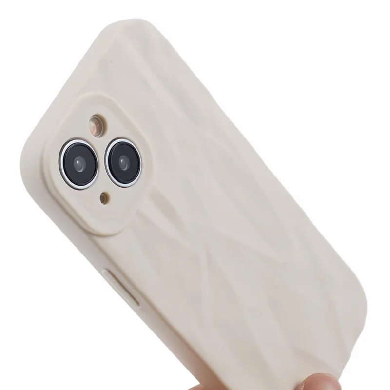 HRX Series For iPhone 14 TPU Case Wrinkled Uneven Anti-scratch Phone Guard Cover - White
