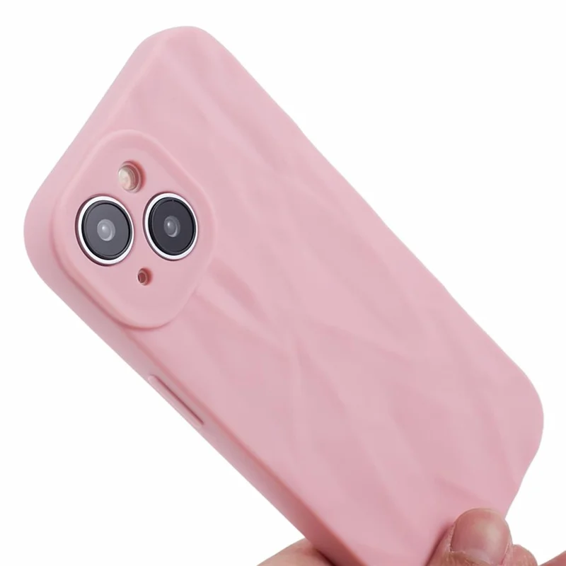 HRX Series For iPhone 15 Plus Wrinkled Uneven Case Soft TPU Drop-resistant Protective Cover - Pink