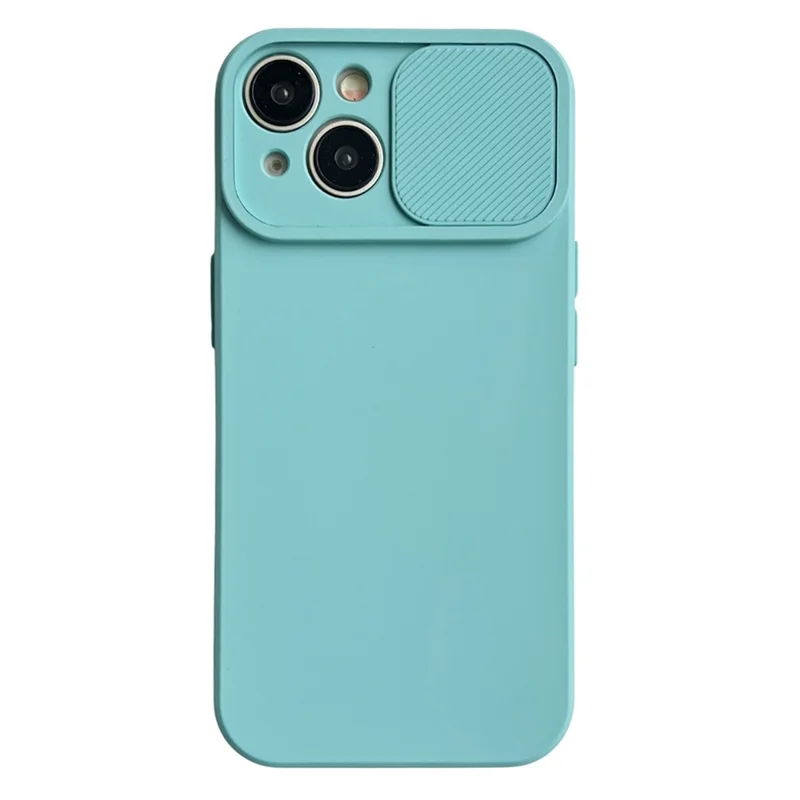 TMT-serie til iPhone 15 Plus mobiltelefonbeskytter med blød indfod i TPU og skydelinsevindue - babyblå
